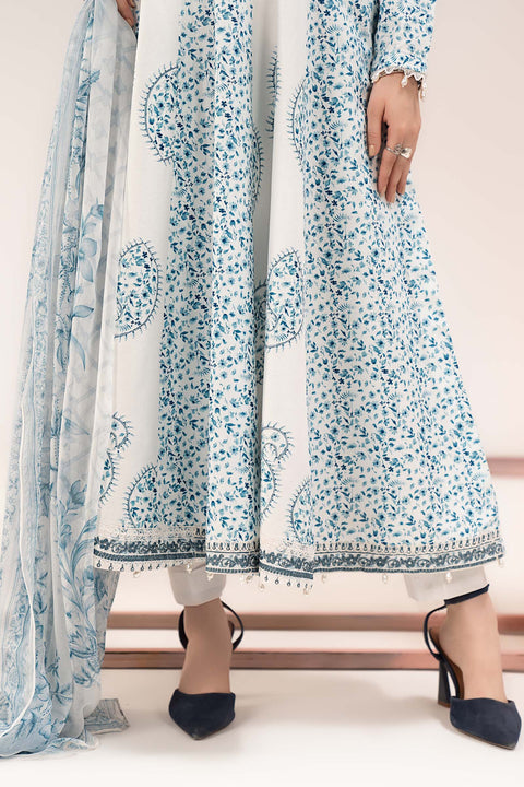 MARIA B - 3 Piece Unstitched Embroidered Lawn Suit :MPT-3009-A
