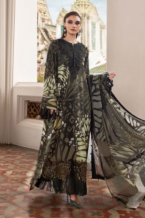 Maria b - 3 Piece Unstitched Embroidered Lawn Suit :MPT-2809-A