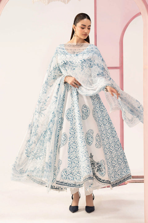 MARIA B - 3 Piece Unstitched Embroidered Lawn Suit :MPT-3009-A