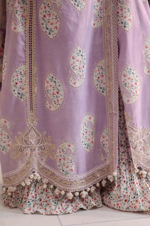 MARIA B - 3 Piece Unstitched Embroidered Lawn Suit :MPT-3009-B