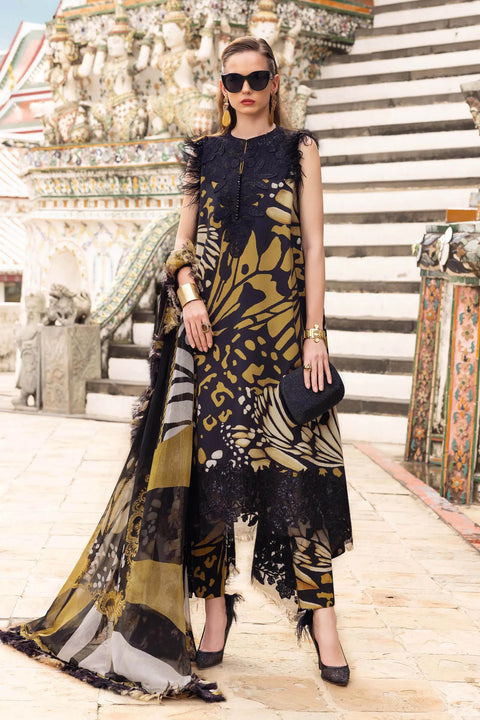Maria b - 3 Piece Unstitched Embroidered Lawn Suit :MPT-2809-B