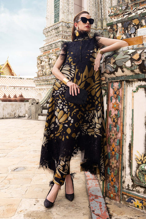 Maria b - 3 Piece Unstitched Embroidered Lawn Suit :MPT-2809-B