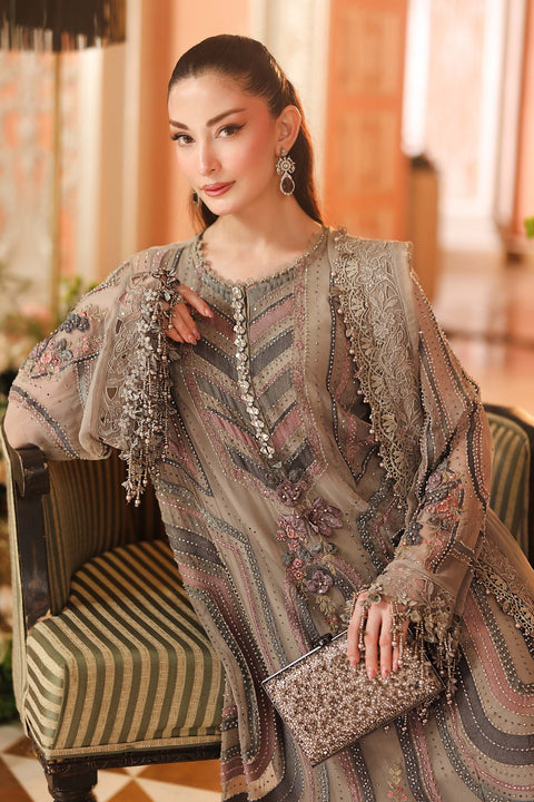 MARIA B - 3 Piece Unstitched Embroidered Chiffon Suit :MPC-26-201