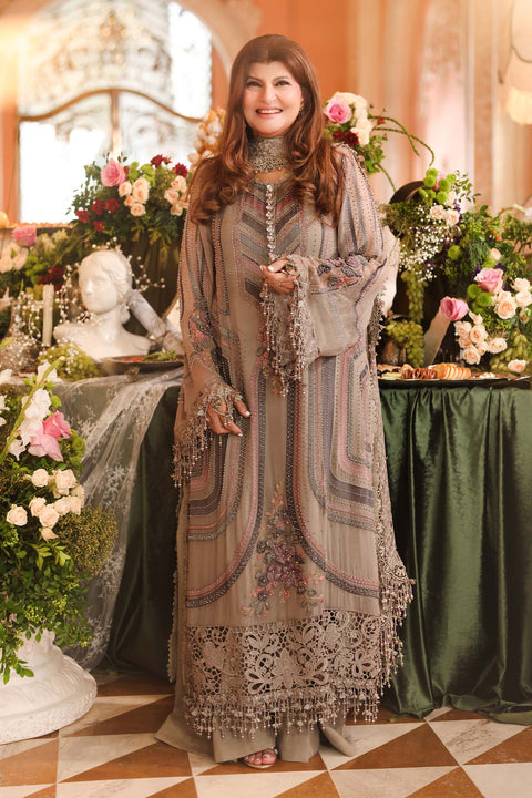 MARIA B - 3 Piece Unstitched Embroidered Chiffon Suit :MPC-26-201