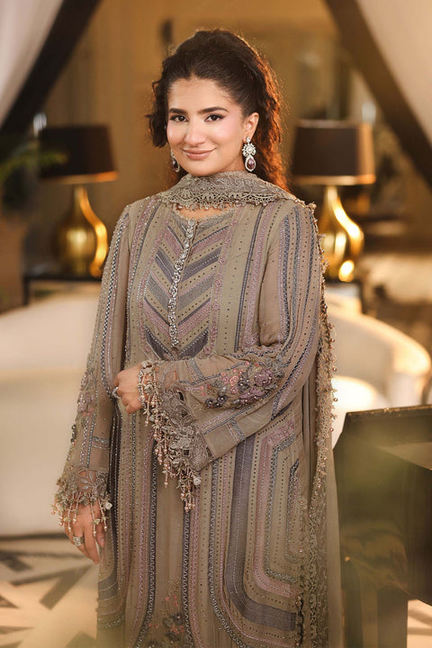 MARIA B - 3 Piece Unstitched Embroidered Chiffon Suit :MPC-26-201