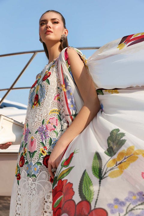 Maria b - 3 Piece Unstitched Embroidered Jacquard Lawn Suit :D-2610-A