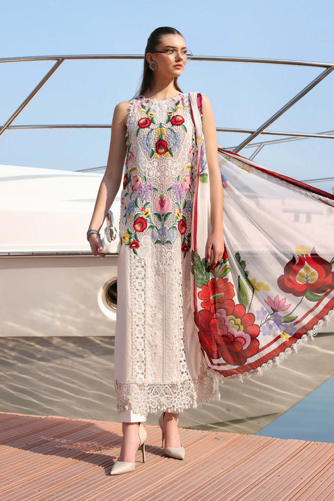Maria b - 3 Piece Unstitched Embroidered Jacquard Lawn Suit :D-2610-A