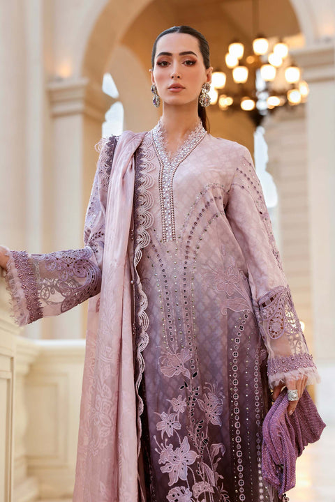 Maria b - 3 Piece Unstitched Embroidered Jacquard Lawn Suit :D-2601-B