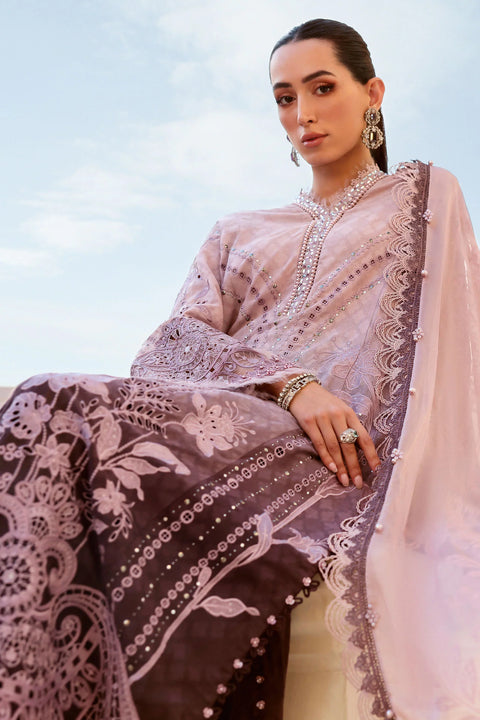 Maria b - 3 Piece Unstitched Embroidered Jacquard Lawn Suit :D-2601-B