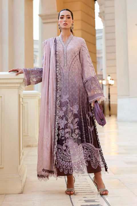 Maria b - 3 Piece Unstitched Embroidered Jacquard Lawn Suit :D-2601-B