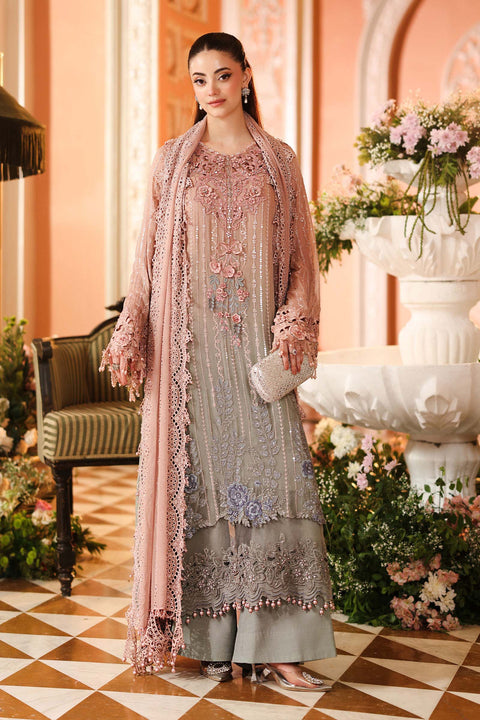 Maria B MPC-26-202-Ombre Blossom Luxury Embroidered Pure Chiffon 3Pc Unstitched Suit PA-172