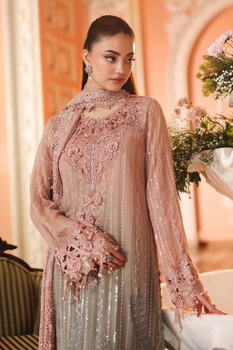Maria B MPC-26-202-Ombre Blossom Luxury Embroidered Pure Chiffon 3Pc Unstitched Suit PA-172