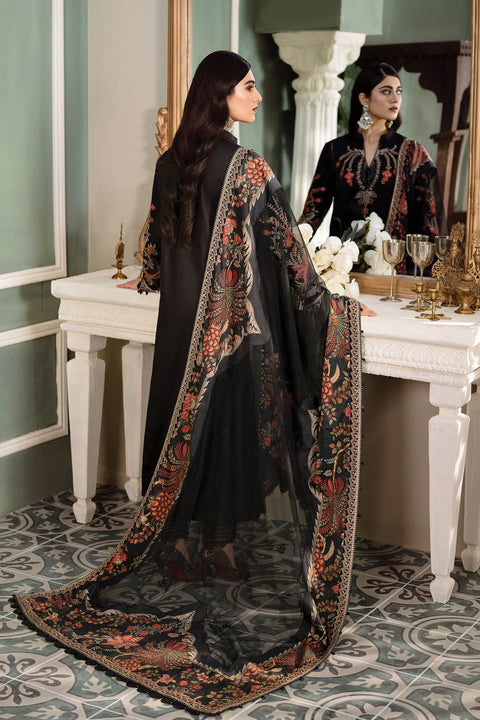 MARIA B - 3PC LAWN EMBROIDERED SHIRT WITH NET EMBROIDERED DUPATTA AND COTTON TROUSER -CST-605