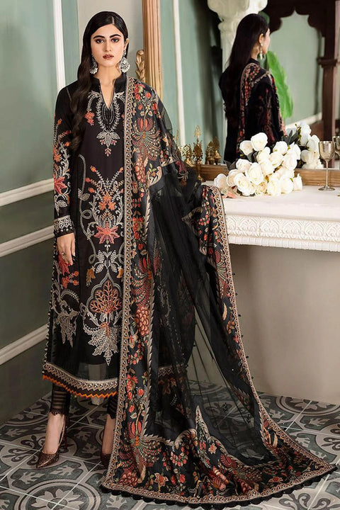 MARIA B - 3PC LAWN EMBROIDERED SHIRT WITH NET EMBROIDERED DUPATTA AND COTTON TROUSER -CST-605