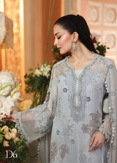 Maria-B  - 3-piece luxury unstiched embroidered dress- (ice blue)