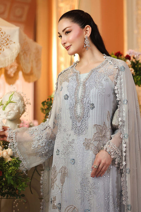 Maria-B  - 3-piece luxury unstiched embroidered dress- (ice blue)
