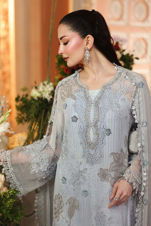 Maria-B  - 3-piece luxury unstiched embroidered dress- (ice blue)
