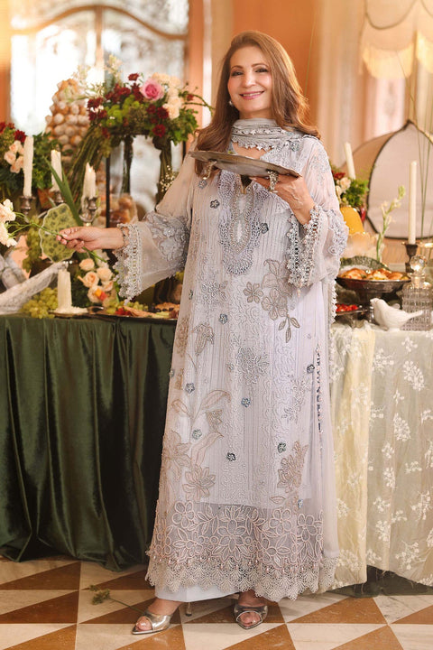 Maria-B  - 3-piece luxury unstiched embroidered dress- (ice blue)