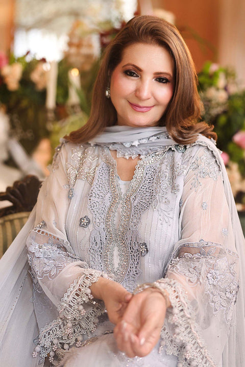 Maria-B  - 3-piece luxury unstiched embroidered dress- (ice blue)