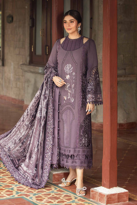 MARIA B - 3 Piece Unstitched Embroidered Linen Suit | DL-1202