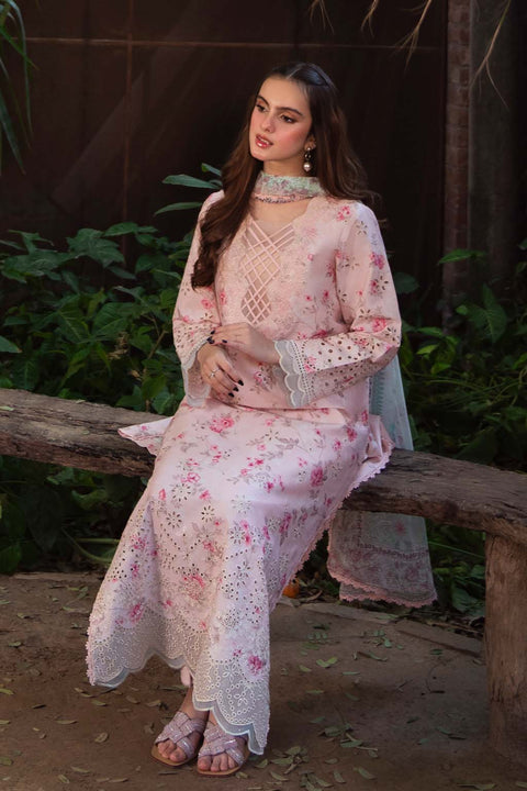 Maria b - 3 Piece Unstitched Embroidered Lawn Suit : PECHE