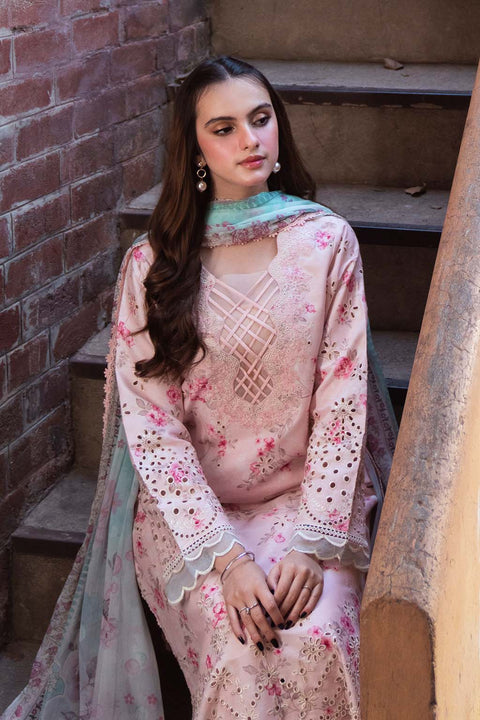 Maria b - 3 Piece Unstitched Embroidered Lawn Suit : PECHE