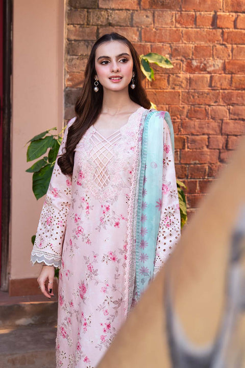 Maria b - 3 Piece Unstitched Embroidered Lawn Suit : PECHE