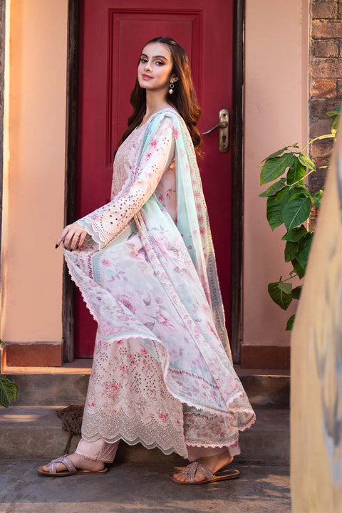 Maria b - 3 Piece Unstitched Embroidered Lawn Suit : PECHE