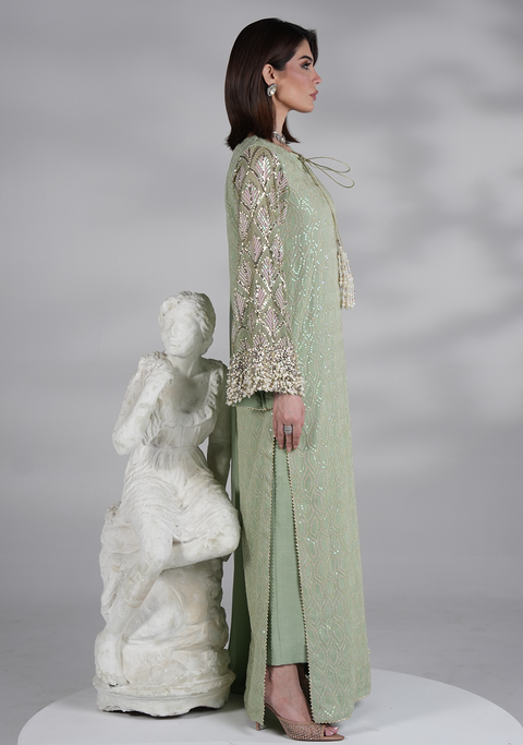 JAZMIN - 3PC UNSTITCHED CHIFFON EMBROIDERED WITH EMBROIDERED DUPATTA AND TROUSER- AM-19