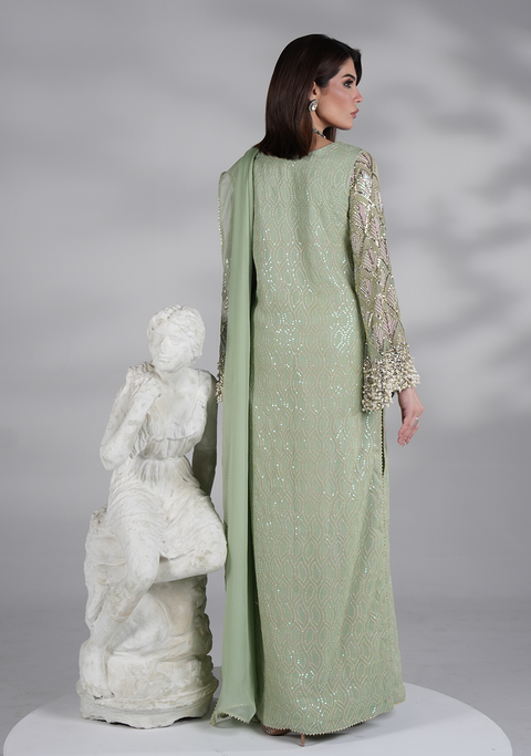 JAZMIN - 3PC UNSTITCHED CHIFFON EMBROIDERED WITH EMBROIDERED DUPATTA AND TROUSER- AM-19