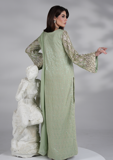 JAZMIN - 3PC UNSTITCHED CHIFFON EMBROIDERED WITH EMBROIDERED DUPATTA AND TROUSER- AM-19