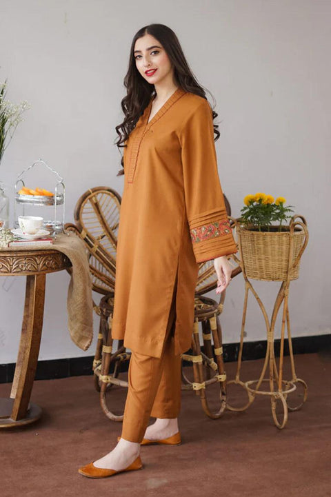 AISLING - 3PC DHANAK EMBROIDERED SHIRT WITH DHANAK PRINTED SHAWL AND TROUSER- KPR 1332
