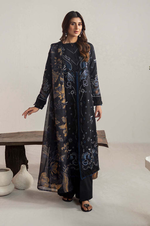 NEESHAY - 3PC DHANAK EMBROIDERED SHIRT WITH PRINTED SHAWL AND TROUSER - KPR-Onyx-04