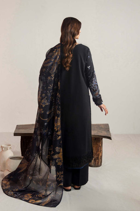 NEESHAY - 3PC DHANAK EMBROIDERED SHIRT WITH PRINTED SHAWL AND TROUSER - KPR-Onyx-04