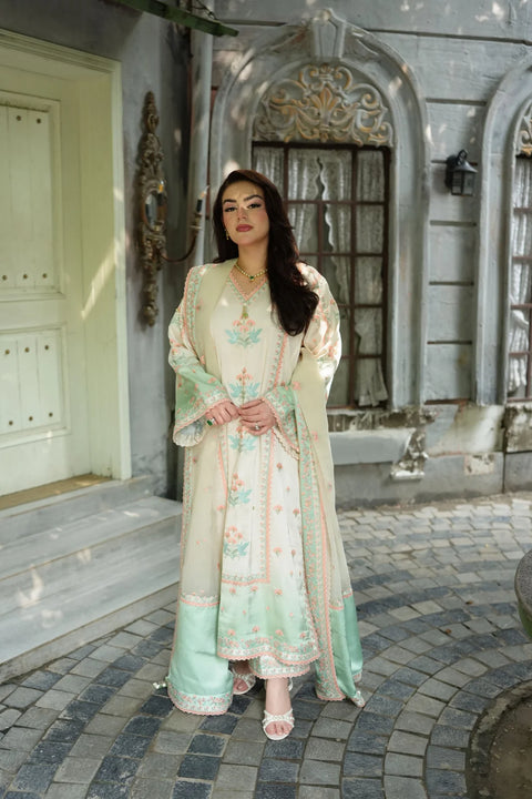 Aneelas - 3-piece luxury unstiched embroidered dress-Raw Silk  (FC-37)