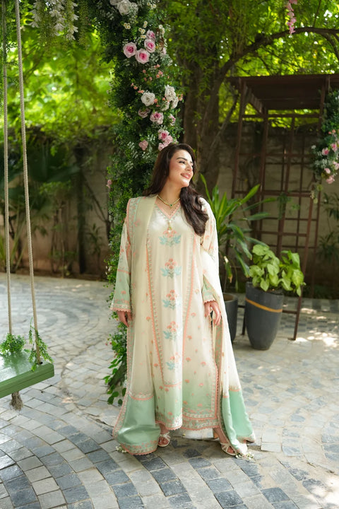 Aneelas - 3-piece luxury unstiched embroidered dress-Raw Silk  (FC-37)