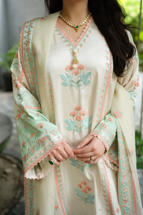 Aneelas - 3-piece luxury unstiched embroidered dress-Raw Silk  (FC-37)