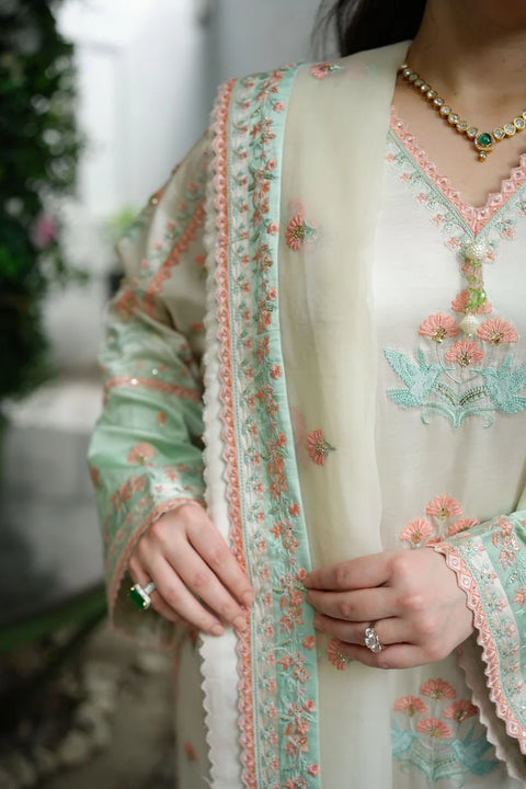 Aneelas - 3-piece luxury unstiched embroidered dress-Raw Silk  (FC-37)