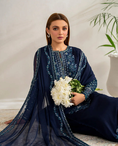 SAPPHIRE - 3PC CHIFFON EMBROIDERED WITH EMBROIDERED DUPATTA - Xenia