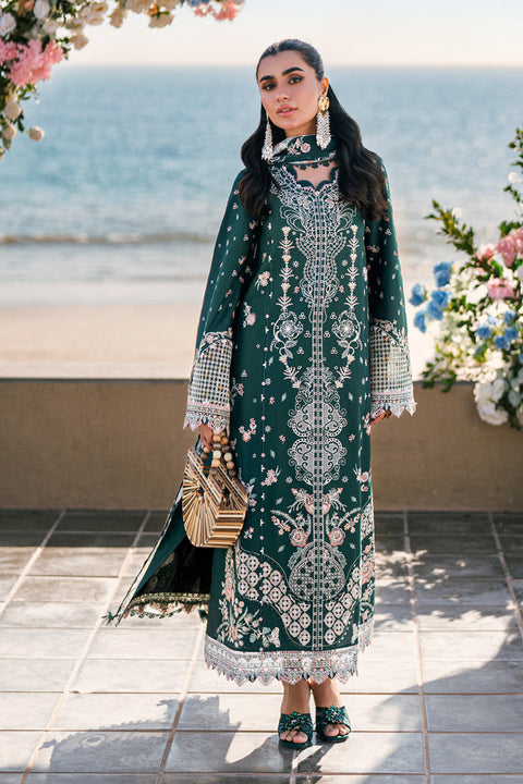 QALAMKAR - 3PC LAWN EMBROIDERED SHIRT WITH VOIL PRINTED SHAWL AND TROUSER - FK-13 ELIZA