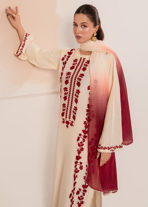 Agha Noor - 3PC DHANAK EMBROIDERED SHIRT DHANAK PRINTED SHAWL DUPATTA AND TROUSER -  SF-42