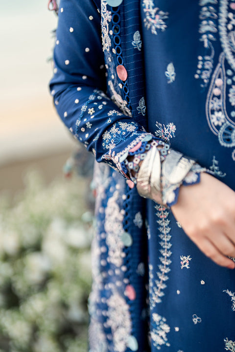 QALAMKAR - 3PC LAWN EMBROIDERED SHIRT WITH JACQUARD WEAVED EMBROIDERED DUPATTA AND COTTON TROUSER - KPR-FK-05 AURORA