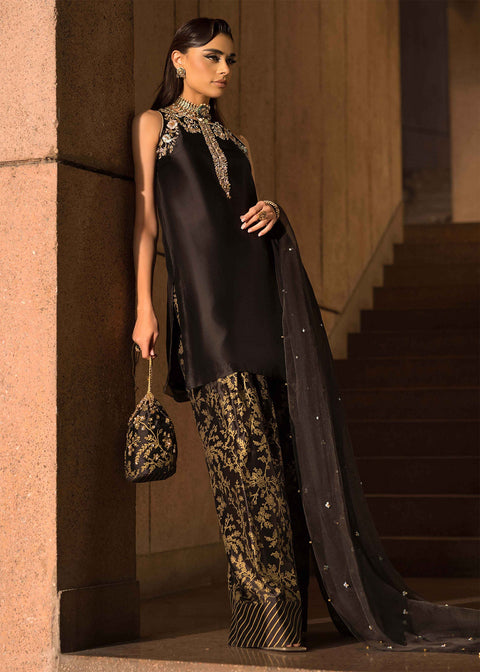 MAHUD ASAD - UNSTITCHED 3PC LUXURY SILK EMBROIDERED FRONT WITH EMBROIDERED DUPATTA AND TROUSER -Exposed