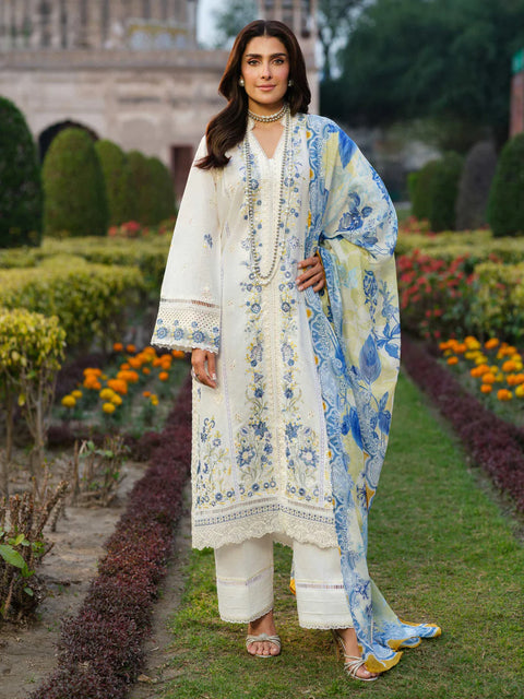 LIMELIGHT - 3PC DHANAK EMBROIDERED SHIRT DHANAK HEAVY EMBROIDERED SHAWL DUPATTA AND TROUSER - KPR 21