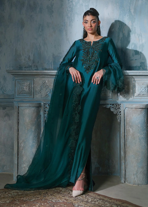 MAHUD ASAD Luxury Silk Embroidered 3Pc Unstitched Suit  Virah