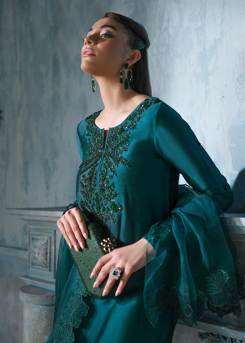 MAHUD ASAD Luxury Silk Embroidered 3Pc Unstitched Suit  Virah