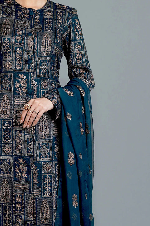 BAREEZE - 3PC LAWN EMBROIDERED SHIRT WITH CHIFFON EMBROIDERED DUPATTA.