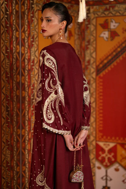 ETHNIC -  Luxury Silk Embroidered 3Pc Unstitched Suit EK-E10
