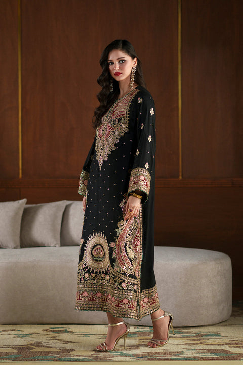 ETHNIC - Luxury Raw Silk Embroidered Unstitched 3PC Suit-Kaftan