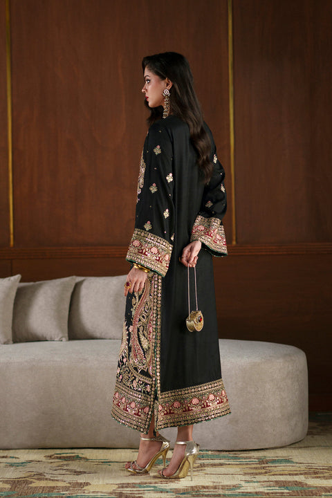 ETHNIC - Luxury Raw Silk Embroidered Unstitched 3PC Suit-Kaftan
